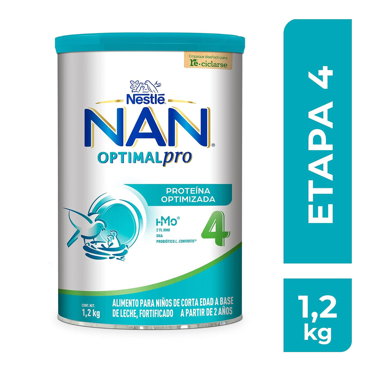 NAN 4 Optimal Pro, Alimento Para Niños A Base de Leche, 2 Años, Lata 1.2 kg