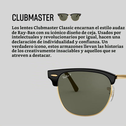 Lentes oscuros Rb3016 Clubmaster Square anteojos de sol, Ray-Ban, Mujer, Tortoise & Gold/Blue Flash, 51 mm