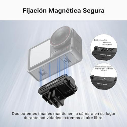 NEEWER Magnetic Quick Release Mount Adapter Compatible con dji OSMO Action 5 Pro 4 3 360, Cámara Acción Base Soporte Bracket Accesorios con 2 Puntas & 1/4" Rosca para Grabación Video Filmación, DP04