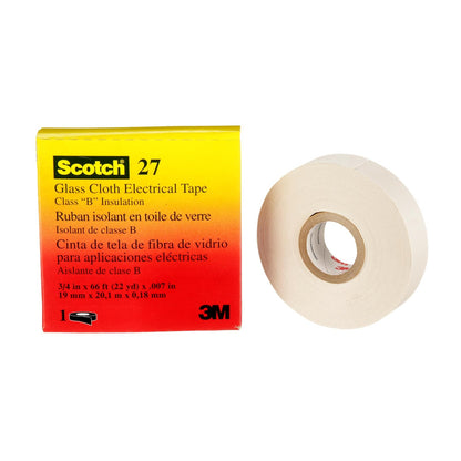 3M Cinta de Fibra de Vidrio 19mm x 20m | Adhesivo no corrosivo, sensible a la presión, alta temperatura, protección contra la corrosión, tejido de 7 mil