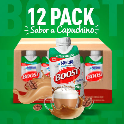 Boost Alto en Proteína Suplemento Alimenticio Capuchino 12 pzas 330ml c/u