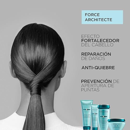 KÉRASTASE Bain Force Architecte | Shampoo reconstructor y fortalecedor | Previene el quiebre del cabello y las puntas abiertas | Con Pro-Keratina y Ceramidas | 250ml