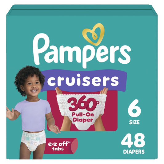 Pampers Cruisers 360° Pants - Pañales Etapa 6, 48 Piezas. Recomendado para Bebés de 16+ Kg