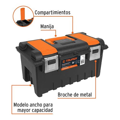 Truper CHA-19S, Caja para herramienta 19" con compartimentos y broches metálicos
