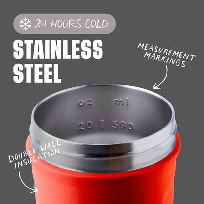 BlenderBottle Strada Shaker Cup Botella de agua aislada de acero inoxidable con batidor de alambre, 24 onzas, rojo