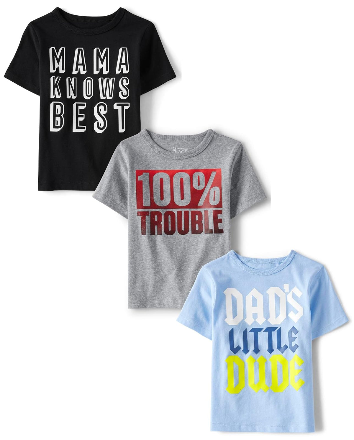 The Children's Place Y Playera de Manga Corta para niños pequeños, Paquete de 3 Camiseta para Niños