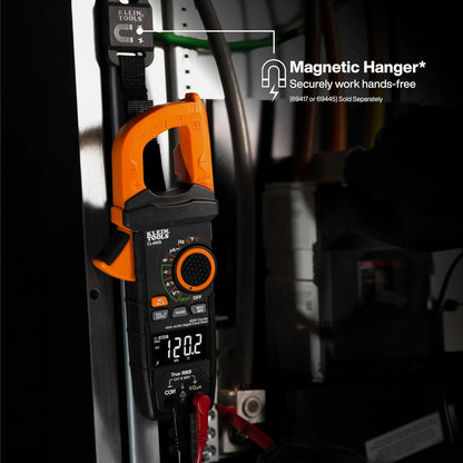 Klein Tools CL460S | Multímetro de gancho digital, de rango automático de 400A AC/DC con TRMS, medidor de voltaje con visualización retroiluminada.
