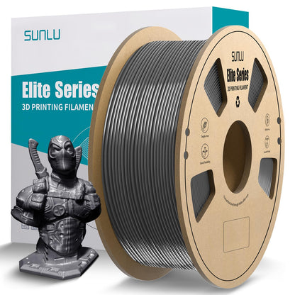 SUNLU - Filamento oficial Elite PETG de 1,75 mm - 1 kg (2,2 libras), filamento de impresora 3D fuerte, precisión dimensional de 1,75 mm +/- 0,02 mm, 320 metros, gris