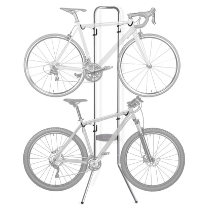 Delta Cycle Double Bike Leaning Floor Stand, Tool-Free Adjustable Bike Floor Rack for Mountain, Fat Tire, Road Bikes, Freestanding Bike Stand for Garage Parking