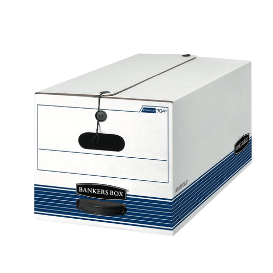 Bankers Box STOR/FILE Cajas de almacenamiento de servicio medio, plegado rápido, cuerda y botón, carta, caja de 12 unidades (00704)