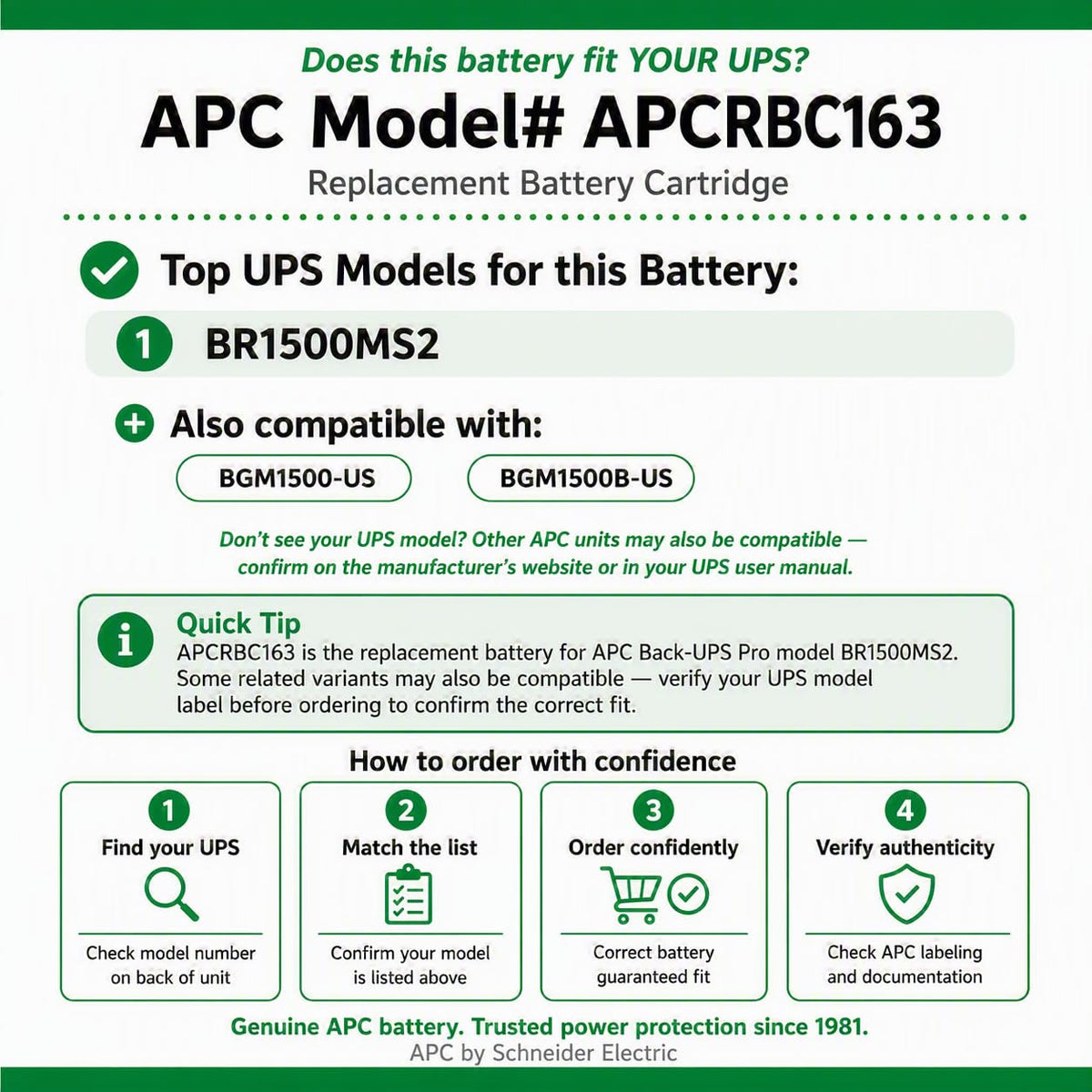 APC UPS - Reemplazo de batería APCRBC163, UPS BR1500MS y Otros