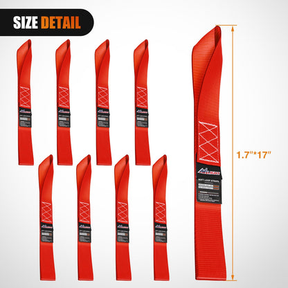 Nilight - Correas de Amarre para Motocicleta de 1.7 x 17 Pulgadas, Resistentes a la Rotura máxima de 12000 Libras, para asegurar la Carga de Movimiento de Kayak de UTV (8 Unidades), Color Rojo