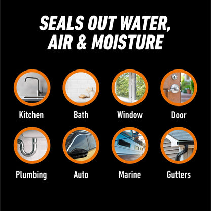 Gorilla 8050002 Clear 100Percentsilicone Sealant, 10 Oz., Clear | Resistente al moho y al moho, sellador flexible multiusos, secado rápido en 30 minutos, uso en interiores y exteriores