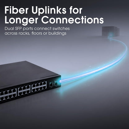 Switch Ethernet 24 Puertos Gigabit con 2 SFP, Conmutador de Red 10/100/1000 para Rack 19 Pulgadas, Network Switch para Servidor, Router, 52 Gbps Intellinet 561044
