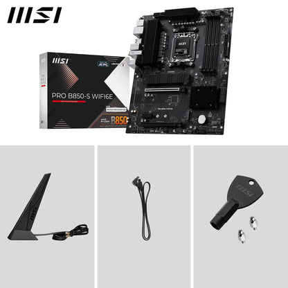 MSI Pro B850-S WIFI6E Motherboard, ATX - Compatible con procesadores AMD Ryzen 9000/8000 / 7000, AM5 - DDR5 Memory Boost (8200+ MT/s OC), PCIe 4.0 x16, M.2 Gen5, Wi-Fi 6E, LAN 2.5G