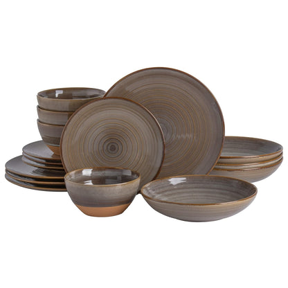 Gibson Elite Northrock Juego de Vajilla de Gres, Servicio para 4, 12 Piezas - marrón (Earthy Brown) - Service for 4 (16pcs)