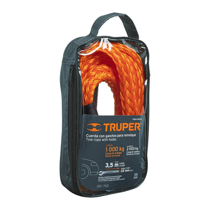 Truper CREM-5/8X35, Cuerda para remolque con ganchos, 5/8" x 3.5m