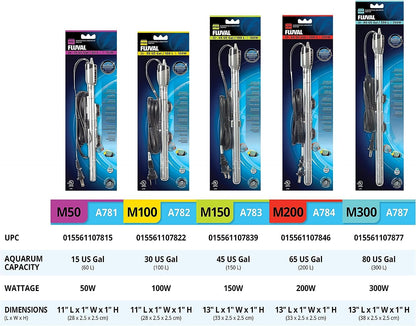 Fluval M200 Calentador Sumergible, Calentador de 200 W para acuarios de hasta 65 GAL., A784