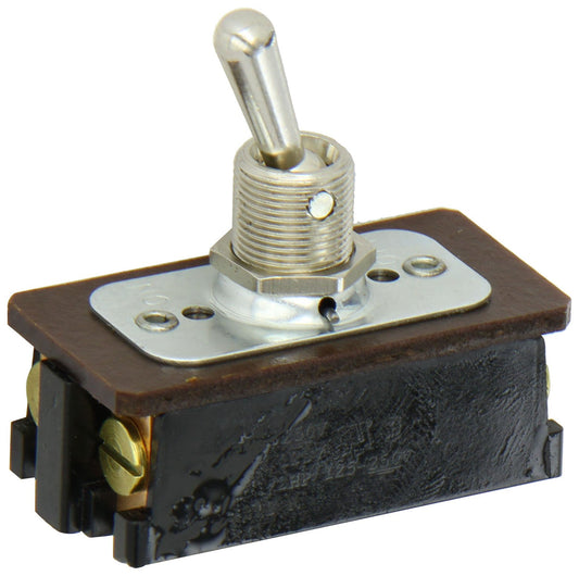 Interruptor de palanca, contacto mantenido y múltiples polos, función de corte de encendido y apagado, DPST, actuador de latón/níquel, 20/10 amperios a 125/250 VAC/DC, conexión de tornillos