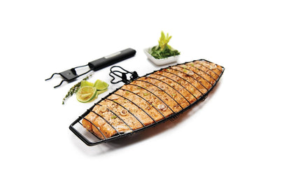 GrillPro 21015 - Cesta de pescado con mango desmontable, chapado en cromo