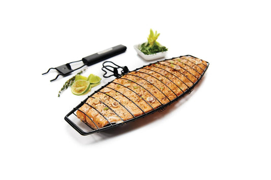 GrillPro 21015 - Cesta de pescado con mango desmontable, chapado en cromo