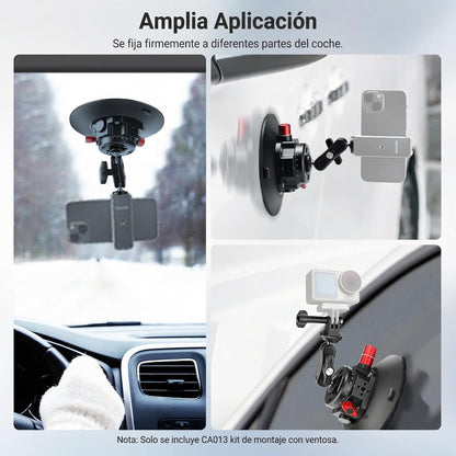 NEEWER Soporte de Succión para Cámara de 6" con Brazo Mágico de Cabeza Esférica, Soporte de Metal para Automóvil, en el Automóvil o Vidrio de Ventana con Orificios de Montaje ARRI de 1/4" 3/8",CA013