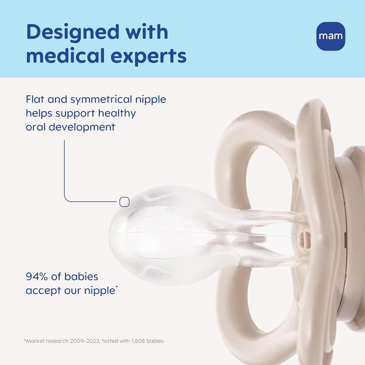 MAM Chupón de 0 a 6 meses, paquete variado, sin BPA, pezón de silicona | 1 original, 1 original brilla en la oscuridad, 1 aire, desarrollado con expertos médicos, fabricado en Europa