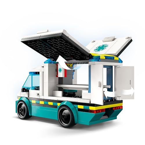 LEGO® City Ambulancia de Emergencias Set de construcción, camión de Juguete, Regalo para niños y niñas de 5 años o más, Minifiguras de un Patinador y una conductora 60451