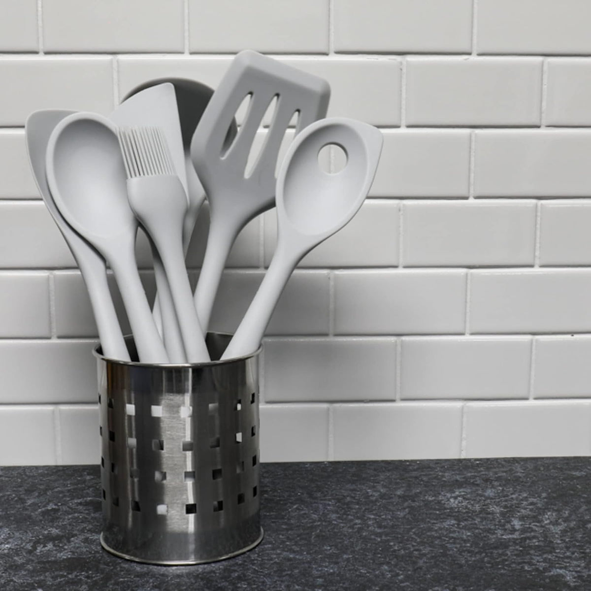 Chef Craft Cucharón de cocina de silicona premium, 28,6 cm, gris