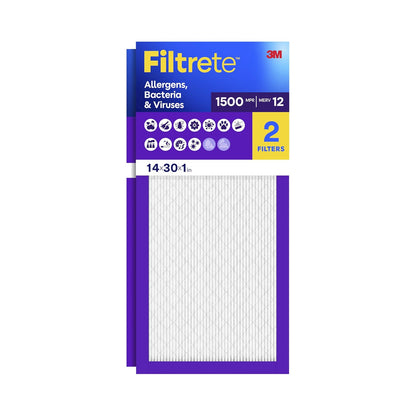 Filtrete MPR® 1500 Filtro de aire para muebles de CA con reducción de alérgenos, 14 x 30 x 1, 2 unidades - 14 x 30 x 1 - 2-Pack