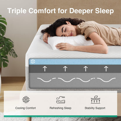 Novilla - Colchón de Espuma viscoelástica de Gel refrescante de 8 Pulgadas para Apoyo de Contorno y Alivio de presión y Comodidad de Felpa, Espuma certificada CertiPUR-US