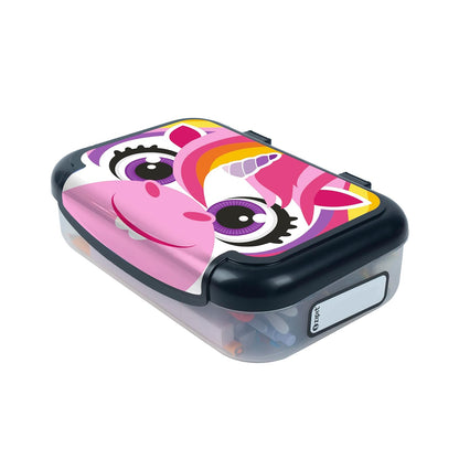 ZIPIT - Caja de lápices de plástico reciclado para niñas | Estuche para lápices para la escuela | Caja de lápices de gran capacidad (unicornio)