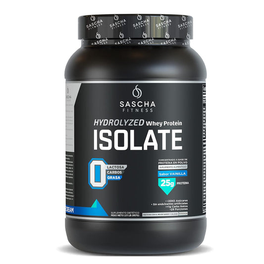 Sascha Fitness Suplemento Alimenticio Proteína sabor Vainilla, 907 gr