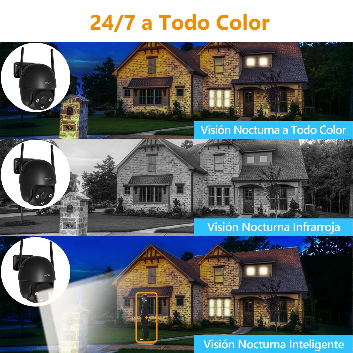 Imou IPC-DK7N Cámara de Seguridad WiFi Exterior 2MP con Visión Nocturna a Color, Detección de Personas, Seguimiento Inteligente y Audio Bidireccional