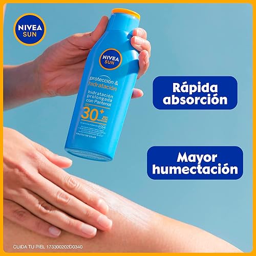 Protector Solar Corporal NIVEA SUN Protección E Hidratación Fps30+ 200Ml, Con Vitamina C Y Ácido Hialurónico,