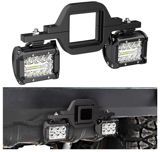 Nilight - 2 unidades de cápsulas LED de 4 pulgadas y 60 W con enganche de remolque de 2.5 pulgadas, soportes de montaje, luces LED de respaldo, iluminación de búsqueda trasera, barra de luz LED para camioneta, SUV, camión, remolque