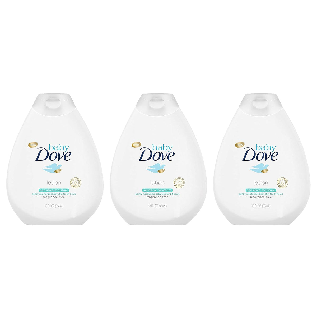 Baby Dove Loción Corporal Rica Humedad 591ml - 13 Fluid Ounce (Pack of 3) - Humedad sensible (MU02437)