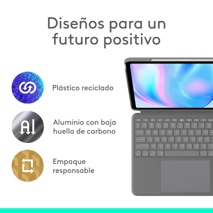 Logitech Combo Touch, Funda con Teclado, iPad Air 13 Pulgadas (M2)(2024) - Teclado retroiluminado extraíble con Soporte abatible, Escritura cómoda, Modo Multiuso - Oxford Grey