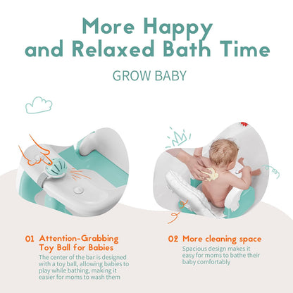 BabyBond - Asiento de baño para bebé con asiento y acostado, 2 modos, ajuste de 3 velocidades, potentes ventosas, silla de tina para bebé con toalla suave y cómoda, plegable y colgante