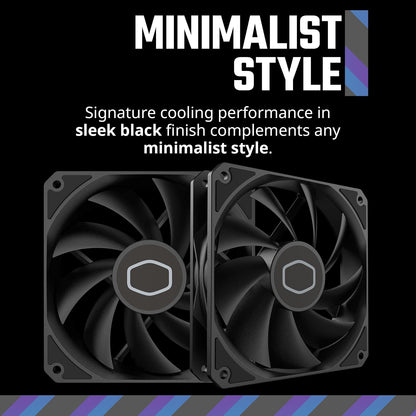 Cooler Master MF120 Lite Funda negra | Enfriador de líquidos | Ventilador de enfriador de aire, ventilador de 120 mm, PWM dinámico 1.750 RPM, cuchillas de equilibrio de aire, híbrido | Marco PBT