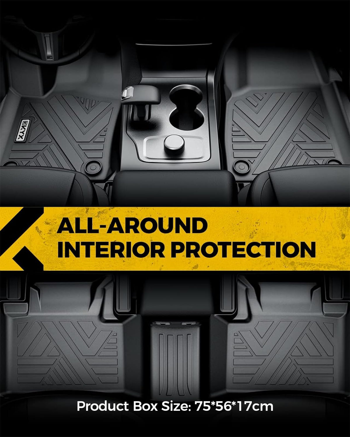 KYX Alfombrillas para Todo Clima para Toyota Tacoma Double Cab 18-24, Juego Completo de Goma TPE, Negro