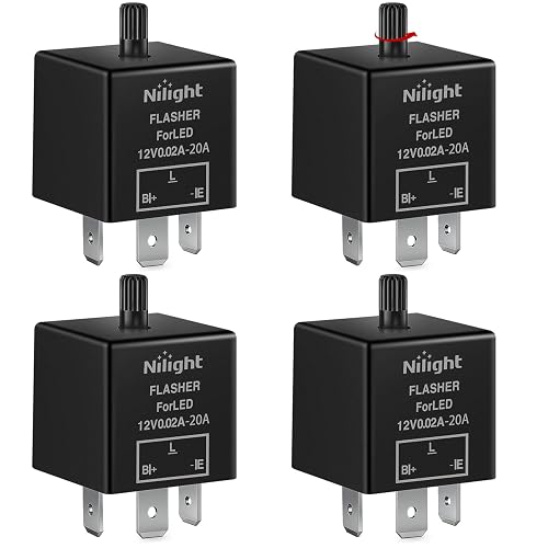 Nilight Relé Intermitente CF13 JL-02 | 3 pines ajustable, 12 V, 150 W, fija señal giro, advertencia peligro, 4 piezas, flash hiperparpadeo