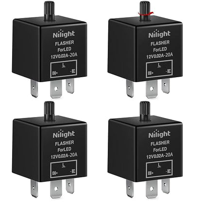 Nilight Relé Intermitente CF13 JL-02 | 3 pines ajustable, 12 V, 150 W, fija señal giro, advertencia peligro, 4 piezas, flash hiperparpadeo