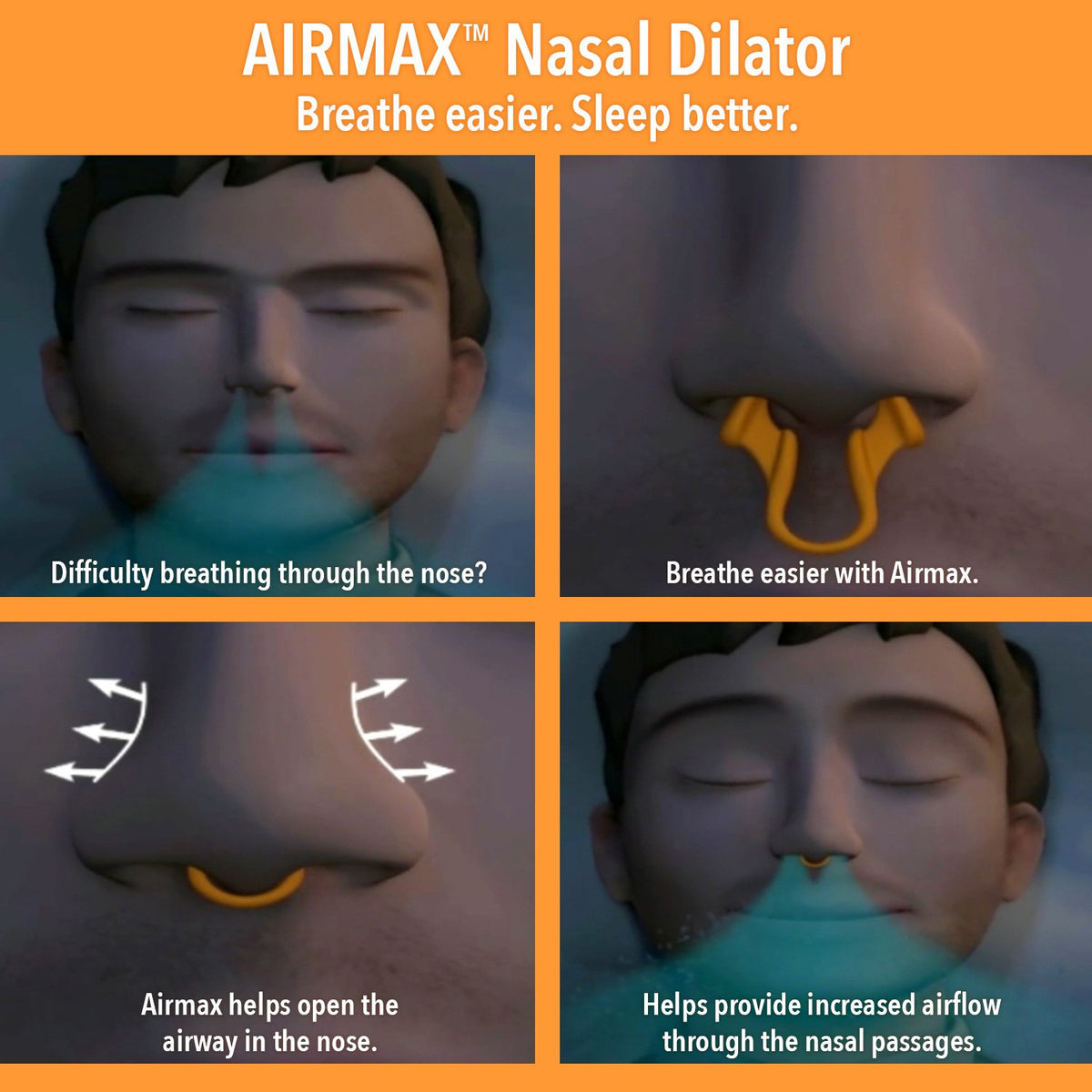 AIRMAX Nasal Dilator for Better Sleep - Natural, Comfortable, Anti Snoring Device, Snoring Solution for Maximum Airflow and Easier Breathing (Small – Clear)