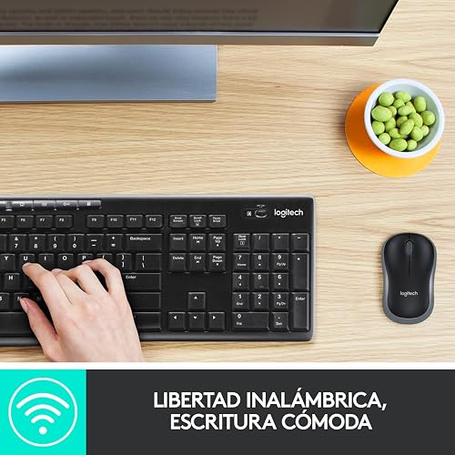 Logitech MK270 Combo Teclado Inalámbrico en Español y Mouse, para Windows, 2,4 GHz Inalámbrico, Mouse Compacto, 8 Botones de Acceso Multimedia, Batería de 2 Años, para PC, Laptop - Negro
