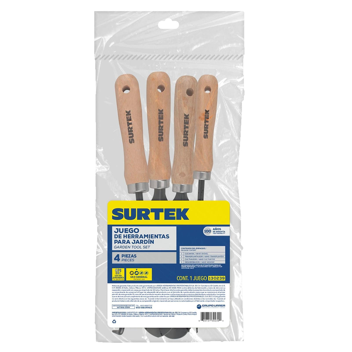 Surtek 130239 Juego combinado de herramienta para jardinería, 4 piezas