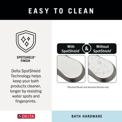 Delta ARV64-DN Arvo Juego de 4 Piezas de Accesorios de baño de 18 Pulgadas con Extensor de 6 Pulgadas, Soporte para Papel higiénico, Anillo de Toalla, Gancho, níquel Cepillado
