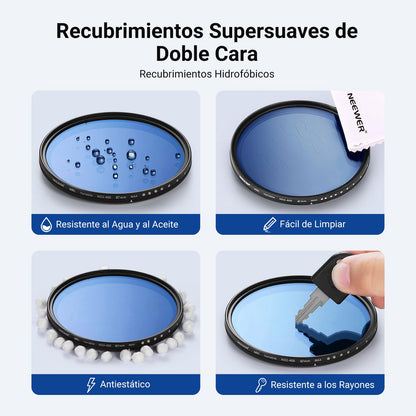 NEEWER 67mm Variable ND Filter ND2-ND400, Densidad Neutra Filtro de Lente | 1-9 Stops, Multiple Coatings, Water y Scratch Resistant