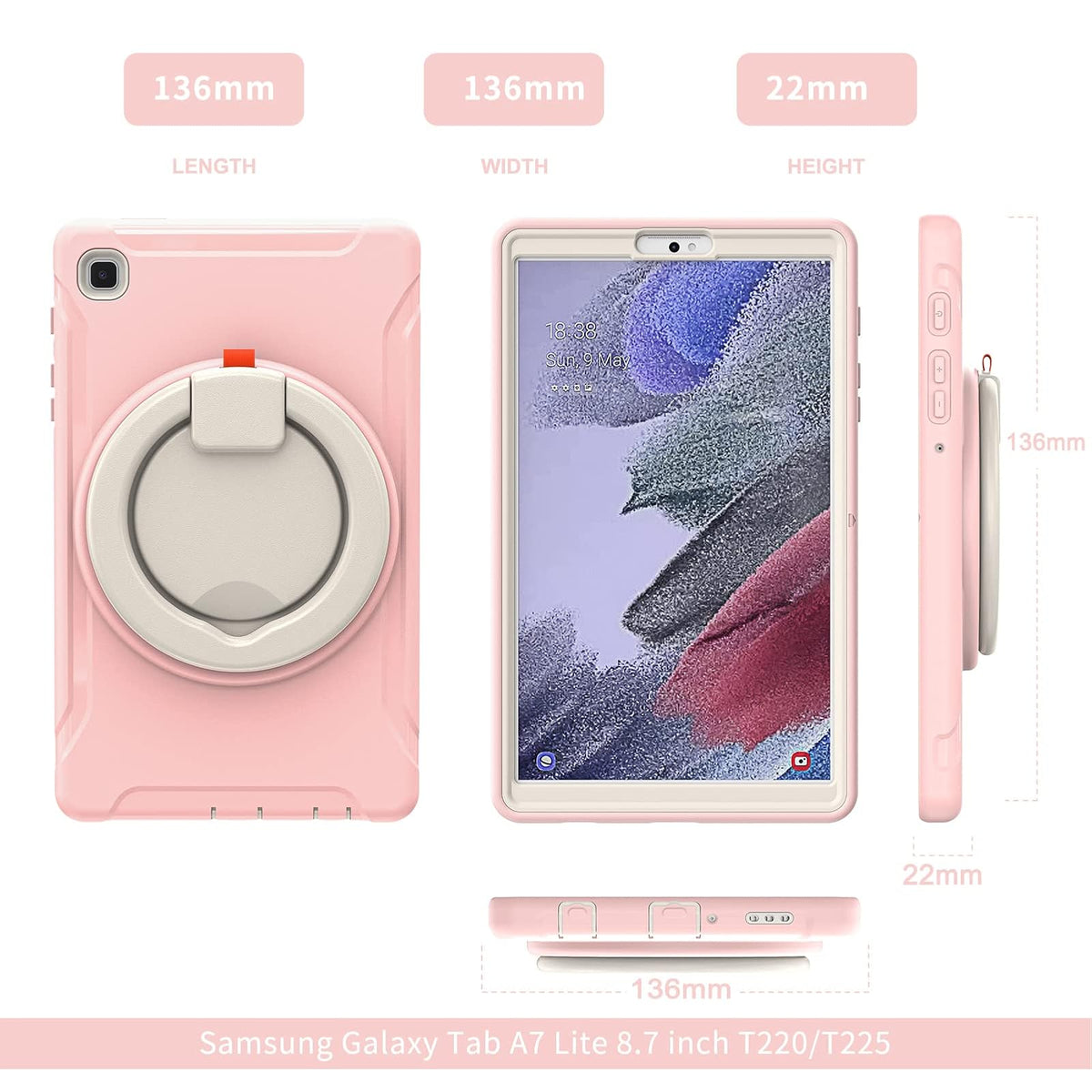 ORIbox Defender - Funda para Samsung Galaxy Tab A7 Lite [8.7 Pulgadas] 2021, protección contra caídas de Cuerpo Completo, Parachoques 3 en 1 a Prueba de Golpes con Soporte de Anillo de 360°