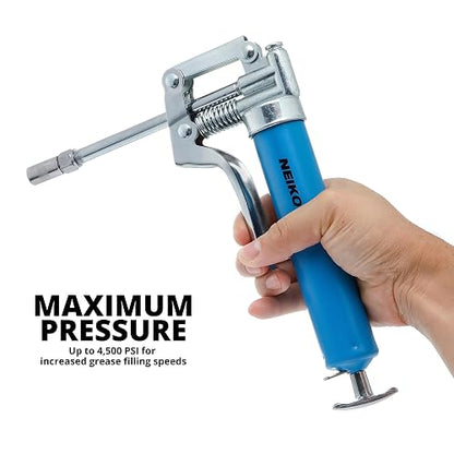 NEIKO 12012A - Kit de Pistola de engrasar pequeña, 4500 PSI, Mini Cartuchos de Grasa de 3 onzas para Pistola de engrasar, Pistola de engrasar con Ajuste Zerk, extensión Recta de 5.7 Pulgadas